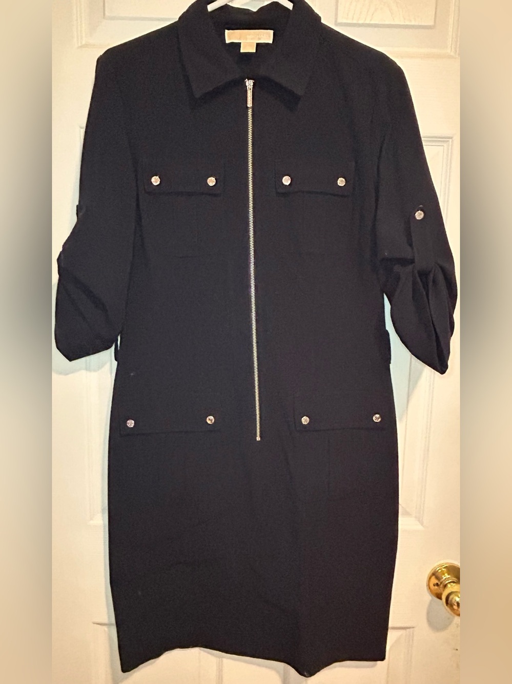 Michael Kors Black Zip-Front Trench Coat Dress - Picture 2 of 8